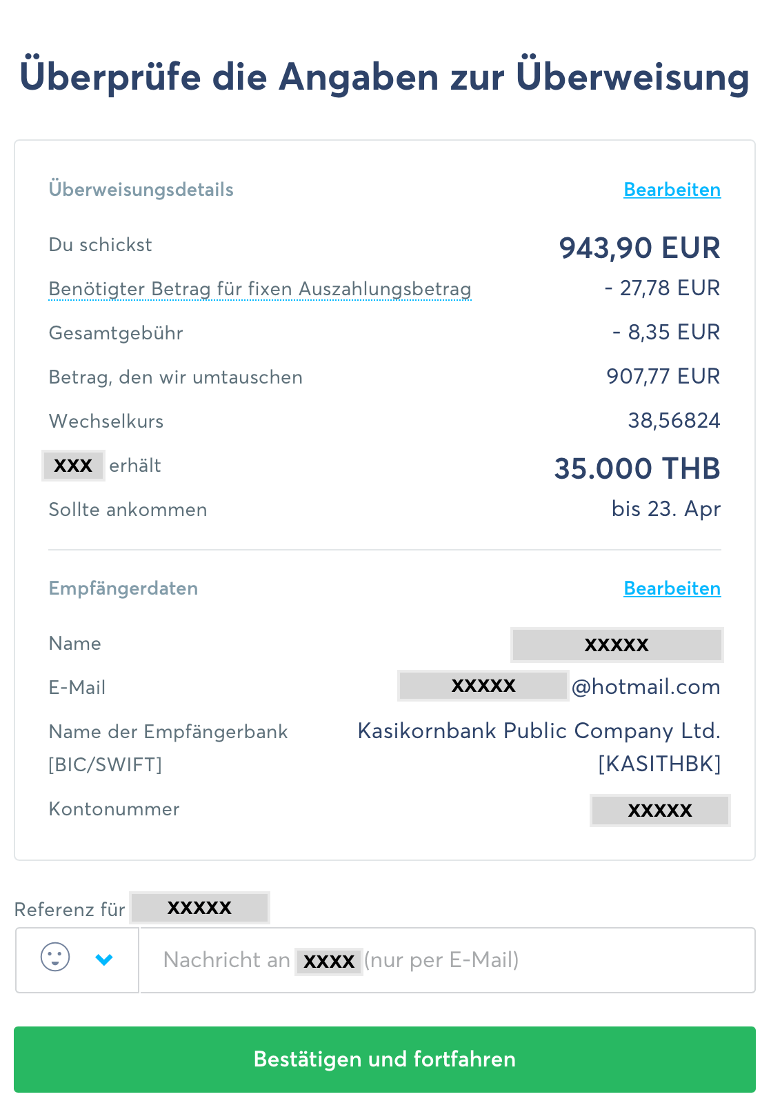 5. Transferwise Angaben Überprüfung