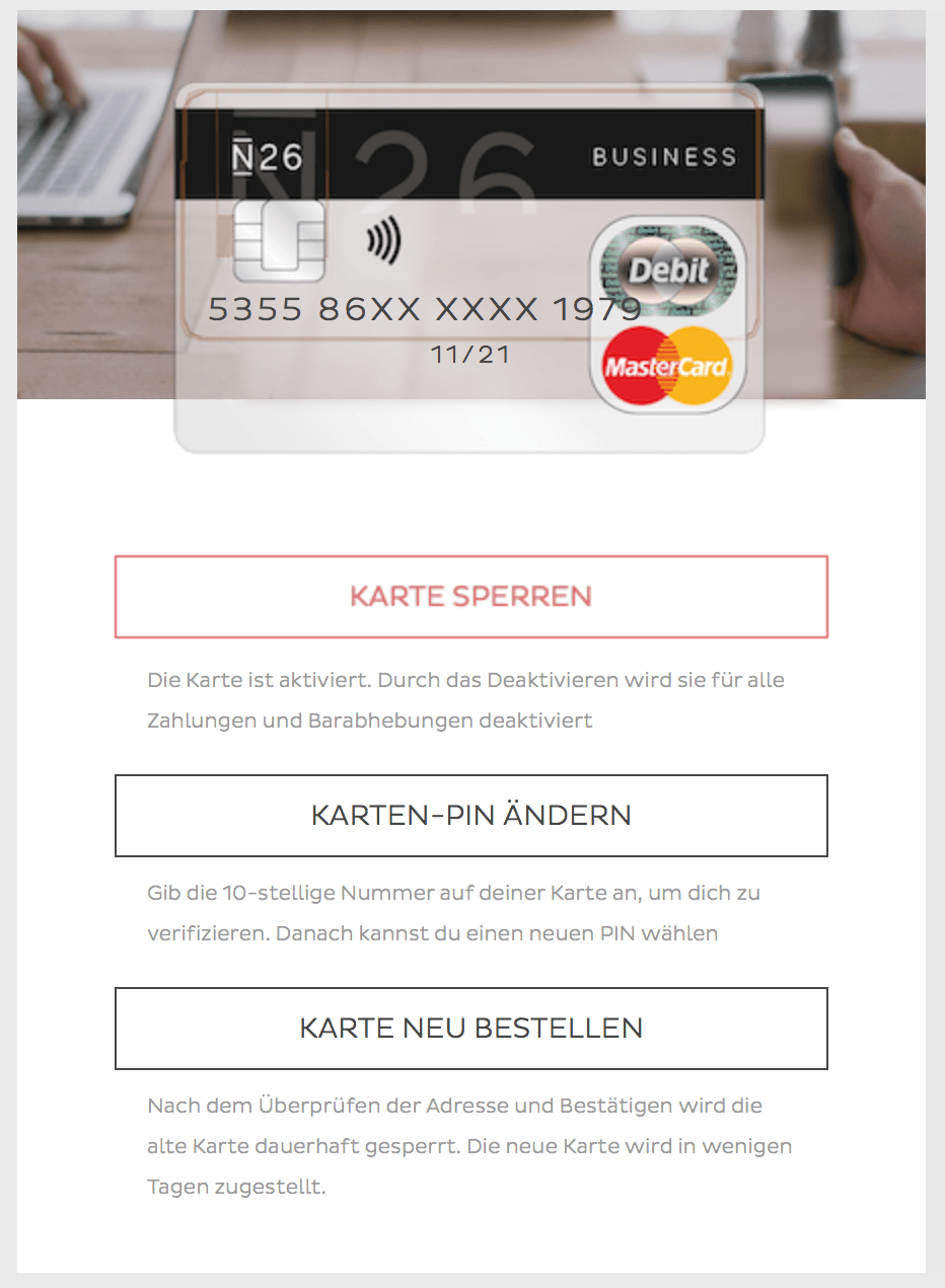 N26 Karte sperren - neu bestellen